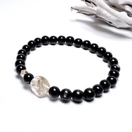 為你。手串 化太歲 招財 療癒 I 金髮晶大衛星 金運石 黑銀線 I