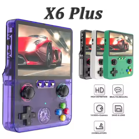 Retro Handheld Game Console X6 Plus 64G Linux System 4.0 Inch HD Color Screen Portable Video Player 