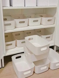 5入組白色收納盒，桌面收納盒，家庭化妝品收納盒，浴室廚房宿舍雜物零食收納盒，廚房冰箱食品收納盒，教室筆收納盒