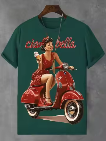Summer New Fashion Trend Tshirt Ciao Bella Letter Printed Simple Casual Short Sleeve T-Shirts Street