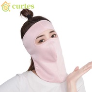 CURTES Summer Sunscreen Mask Hiking Face Mask Breathable Face Gini Mask Sunscreen Veil Outdoor Face Shield Solid Color With Neck Flap Men Fishing Face Mask