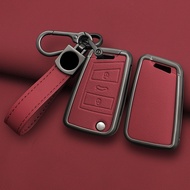 Alloy Leather Car Key Case Cover For VW Volkswagen Golf 7 MK7 Tiguan MK2 For Seat Ateca Leon FR 2 Ib