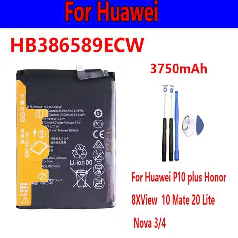 Hot selling batterie HB386589ECW 3750mAh Battery For Huawei P10 plus Honor 8X View 10 V10 Mate 20 Li