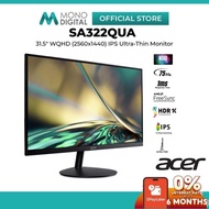 ACER 31.5" SA322QUA / SA322QU A LCD WQHD (2560x1440@75HZ) IPS PANEL LED MONITOR (1MS, INPUT: DP+ HDM
