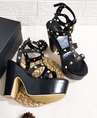 Wedges 10 cm Piramid High Heels Wanita RNM.Market