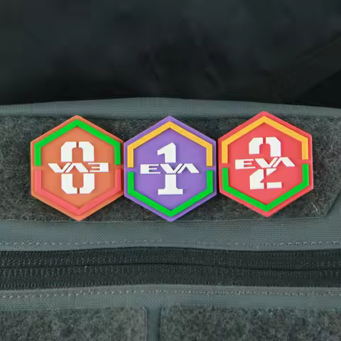 PVC Hexagonal Mini EVA Anime Patch 0 1 2 Machine Tactical Badge for Clothing Backpack Decoration