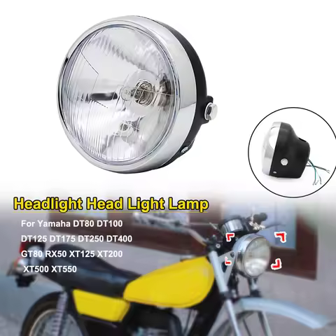 12V Motorcycle Headlight Head Light Lamp For Yamaha DT80 DT100 DT125 DT175 DT250 DT400 GT80 RX50 XT1
