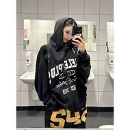 Y2K Retro Badge Print Hooded Cardigan - Loose Casual Style for Women