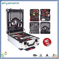 AKIYAMAMIO 187Pcs Tool Box Set, Wheeled Trolley Socket Wrench Tools Set, Portable High Hardness Trol