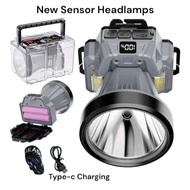 Sensor Headlamp Terang Dan Bagus Rechargeable Lampu Kepala Terang 9000mah battary power usb Type-c C