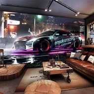 Cyberpunk Style Sports Car Wallpaper Bar KTV Club Pub Restaurant Backdrop Self-adhesive Wallpaper In
