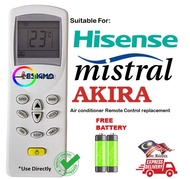 Hisense Akira Mistral kelvinator Pensonic Ichiban MEC Elba Hesstar Aircond replacement remote control KL-03 DG11D1-02 KL-02S HAC-24ULN HAC-18ULN HAC-12ULN HAC-09ULN HAC-09NKN HAC-12NKN HAC-18NKN HAC-24NKN HAC-A9K HAC-A12K HAC-978A  DG11D1-11 DG11D1-09