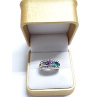 92.5% Pure Silver Ring Nine Gems Row