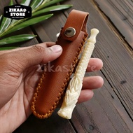 Paket Hemat Siap Ngebul Piparokok Once Cangklong Tulangsapi Ukiran Naga 3D Plus Sarung Kulit Sinteti