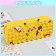 Pikachu Pop It Pencil Case For Girl Push Pop Bubble Fidget Push Toys Soft Silicone Pop It Pencil Box