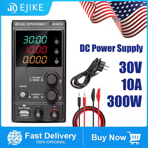 EJIKE DC Power Supply Adjustable Maintenance 300W Bench Power Supply Four Digit Display 30V 10A Outp