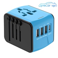 อะแดปเตอร์เดินทางสากลอะแดปเตอร์ปลั๊กไฟ AC แบบพกพาพอร์ต3 USB และ1ประเภท C สำหรับ USA EU สหราชอาณาจักร