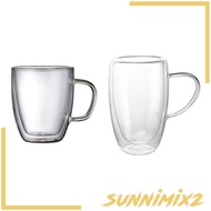 [Sunnimix2] Double Layer Glass Coffee Mug Espresso Cup for Latte Lemonade Smoothies