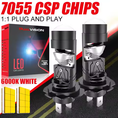 Dualvision H7 Bi LED Bulbs Mini Projector Lens Canbus H4 H11 H8 H9 9005 HB3 9006 HB4 9012 HIR2 7055 