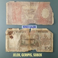 Sobek Rp 100 Rupiah tahun 1964 seri Pekerja Uang lama duit kuno kertas