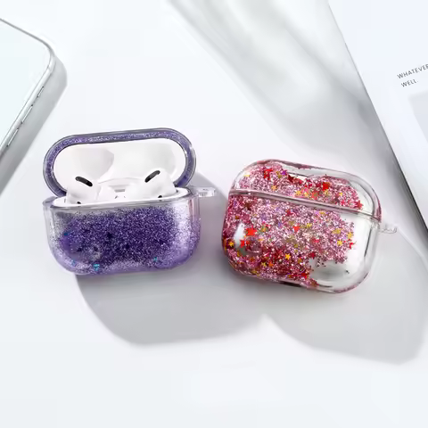 Guicksand Glitter Sequin Earphone Cover For Apple AirPods Pro 3 2 Air Pods 4 3 2 1 Crystal Hard Tran