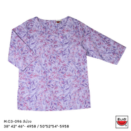 เสื้อแตงโม (SUIKA) - เสื้อผ้าป่านมัสลิน คอปาดกระดุมหลัง 3 เม็ด แขนสามส่วน  (M.C3-096)