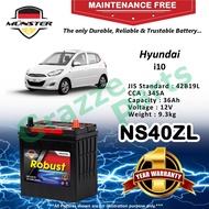 Münster Robust MF CMF NS40 | NS40ZL | 42B19L (36AH) Car Battery Bateri Kereta for Hyundai i10 I10