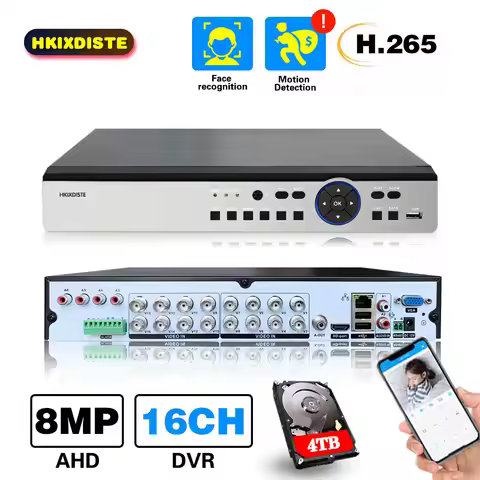 H.265 4K AHD DVR Recorder 16CH XMEYE Hybrid 6 In 1 DVR NVR Security System 8MP CCTV Surveillance Vid