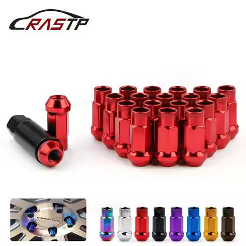 RASTP-20pcs/set Universal Steel Racing Lug Nut V48 Auto Steel Acorn Rim Extended Open End Wheel Lug 