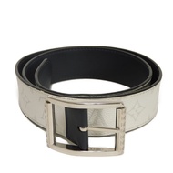 二手LOUIS VUITTONReverso 40mm 85/34 雙面 LV 標誌花卉白色小牛皮海軍藍 Monogram 愛斯咳朗/Bron皮帶 M0003V