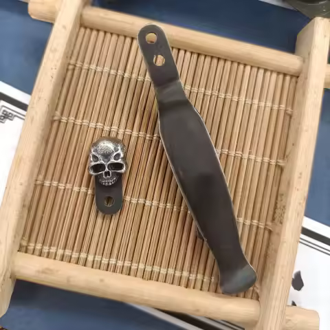 1 Set Hand Made Brass Skull Steel Pocket Clip and Filler Tab for Hinderer XM18 3.5'