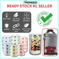 Momoko Concept Store 3 Tier Multi Color Lunch Box With Bag Stainless Steel Food Box Bekas Makanan Ko