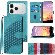 Leather Grid Embossed Case For Itel S25 Ultra P55T P65C City 100 A95 A90 A80 A50 A50C A48 Wallet Car