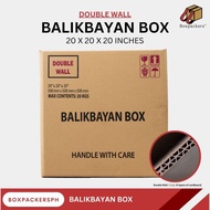 BOXPACKERSPH BALIKBAYAN BOX DOUBLE WALL 20 X 20 X 20 INCH Corrugated Carton Shipping Box Regular RSC