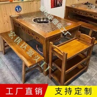 HY-D 长方形大理石火锅桌电磁炉一体商用自助火锅店桌椅组合 EPDW
