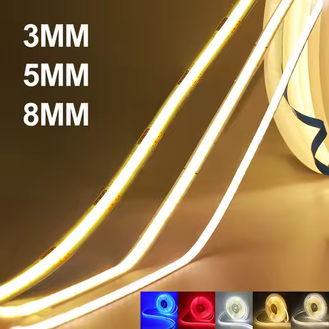 3MM 5MM 8MM Width COB LED Strip 5V 12V 24V 320LEDs Flexible LED Tape Ribbon with Adhesive High Densi