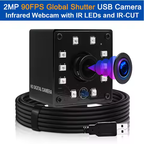ELP 1080P 90FPS Infrared Global Shutter Camera High Speed Industrial AR0234 IR Camera Day & Night Vi