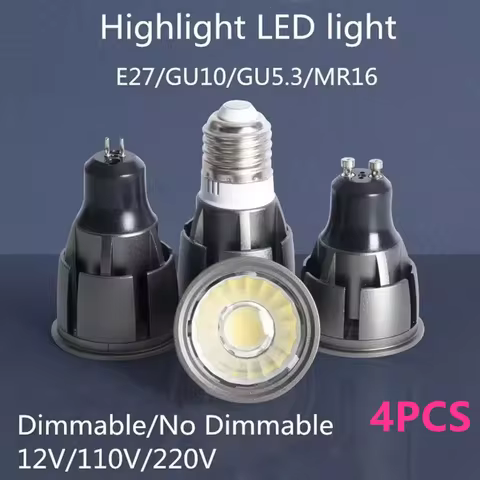 4PCS Super Bright Dimmable GU10 / GU5.3 / E27 / MR16 COB 6W 9W 12W LED Bulb Lamp 85-265V 12V Spotlig