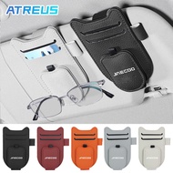 Jaecoo J7 J8 Car Sun Visor Glasses Clip Leather Card Holder Pen Sunglasses Storage Bag Car Interior 