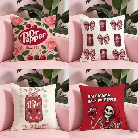 Anime D-Dr P-Pepper Cushion Cover Anti-dustmite Pillowcase Invisible zipper silky short plush Sofa c