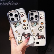 Full Screen Dog Pattern Iphone Case Transparent Granite Frame 17/17Pro/17ProMax/16/16Pro/16ProMax/15