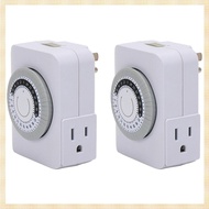 [1fnejakblh.ph] US Plug, 2Pcs 24-Hour Outlet Timer with 2 Grounded Outlets Programmable Timer Timer 