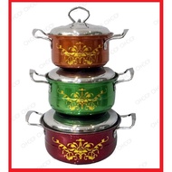 Set of 3 Colored Design Stainless Steel Pot with Cover Lid Casserole Dutch Oven Soup Pot Periuk Berw