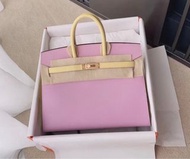 全新愛馬仕 Hermes birkin 25 X9 錦葵紫拼1z 小雞黃金扣 epsom