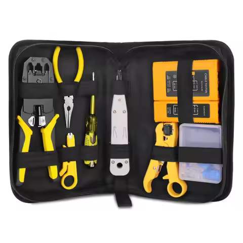 Handskit RJ45 RJ11 RJ12 Network Repair Plier Tool Kit With Utp Cable Tester Spring Clamp Crimping To