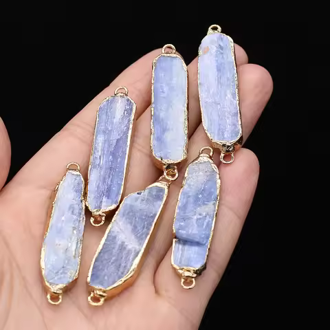 1PC Natural Blue Kyanite Quartz Charms Connector Irregular Healing Pendulum Rock Crystal Pendant for
