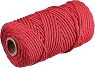 MECCANIXITY Cotton Rope 3 Strand Twisted Braided Rope Cord, Red 100m/109 Yard 5mm Dia for Wall Hanging, Plant Hanger, Knitting, Macrame Knotting
