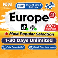 Europe eSIM 10-30 Days 5-30GB 4G Data | 43 Countries High Speed Travel Data Europe SIM Card/EU SIM C