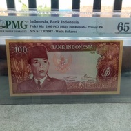 uang kuno 100 rupiah soekarno thn 1960 PMG 65EPQ