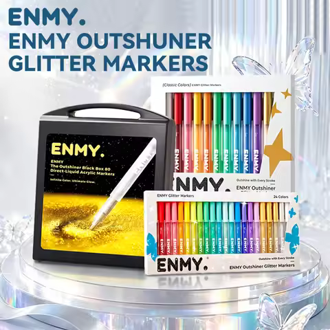 ENMY Glitter Metallic Marker Shiny Pens Set Bling Sparkling Highlighter Markers for DIY Drawing Pain